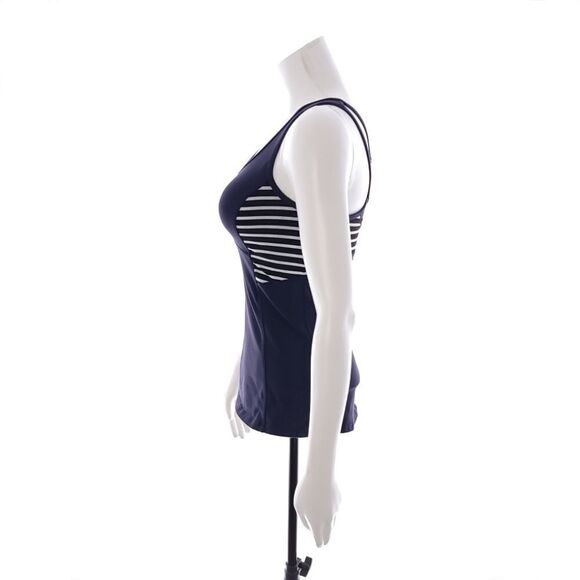 Athleta Womens Size XS Built in Bra Blue White Striped Athletic Tank Top - Picture 2 of 7